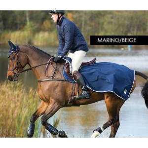 MANTA CABALLO RAMBO RIÑONERA POLAR IMPERM. MARINO/BEIGE T.L