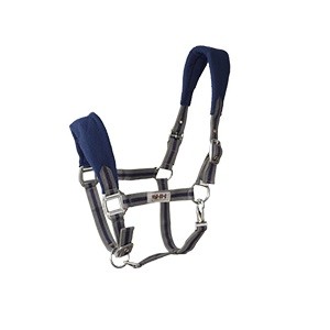CABEZADA NYLON C/FORRO Y MOSQUETON GRIS/MARINO FULL