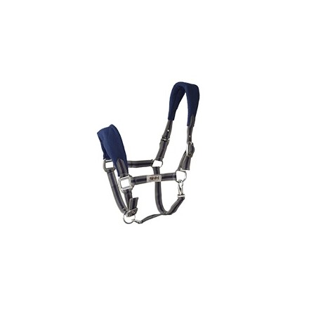 CABEZADA NYLON C/FORRO Y MOSQUETON GRIS/MARINO FULL