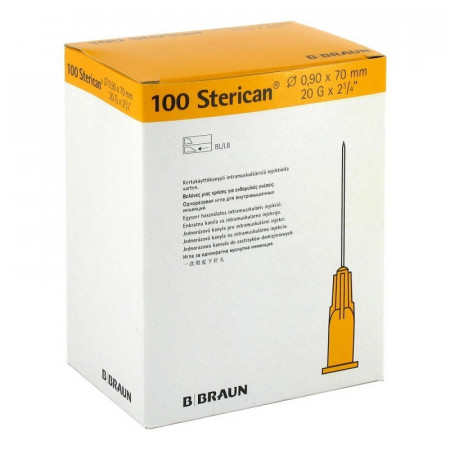 AGUJA 0,9/70 20GX1 3/4" AMARILLO 100 UD