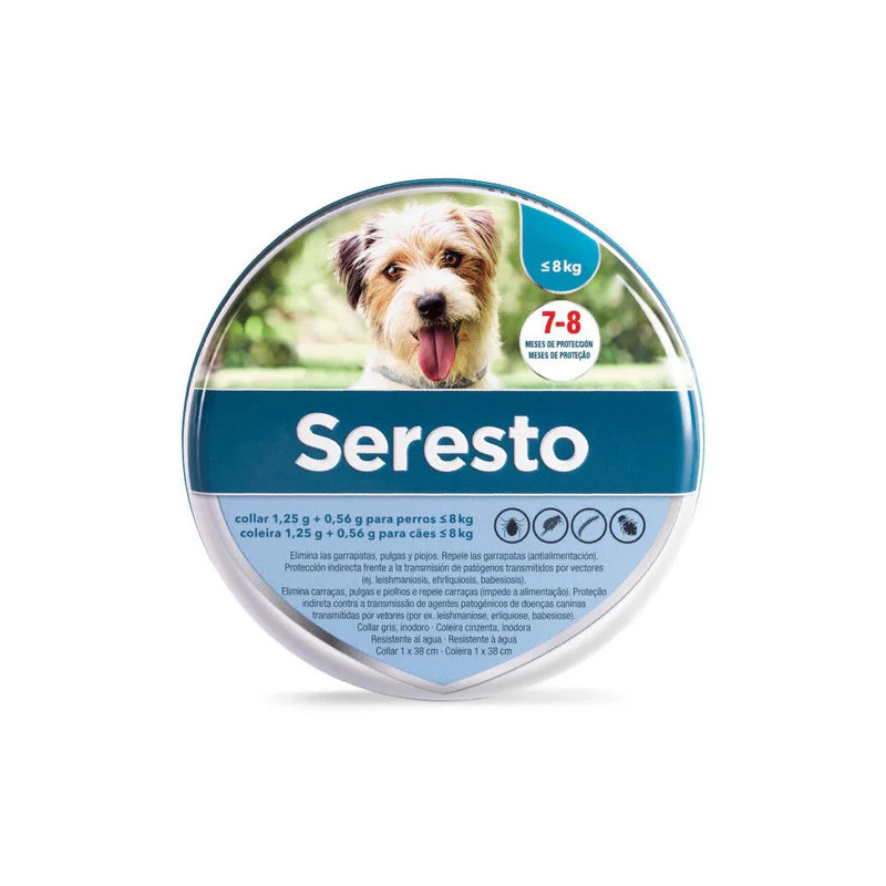 COLLIER SERESTO 38CM -8KG CHIEN (EMBALLAGE CLINIQUE X12)