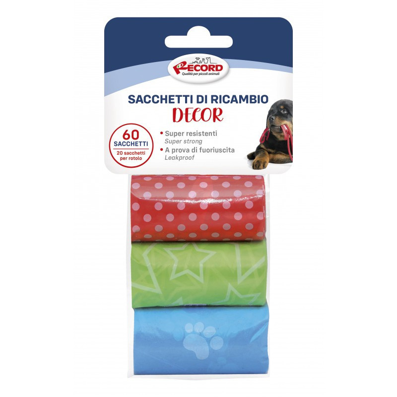 Sacs à déjections avec motifs 3 rouleaux x 20 unités