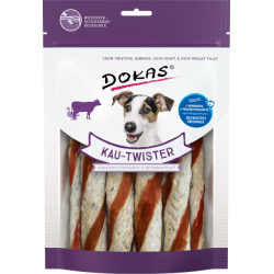 DOKAS TWISTER CUERO CRUDO Y PATO (PECHUGA Y CORAZON) 200GR