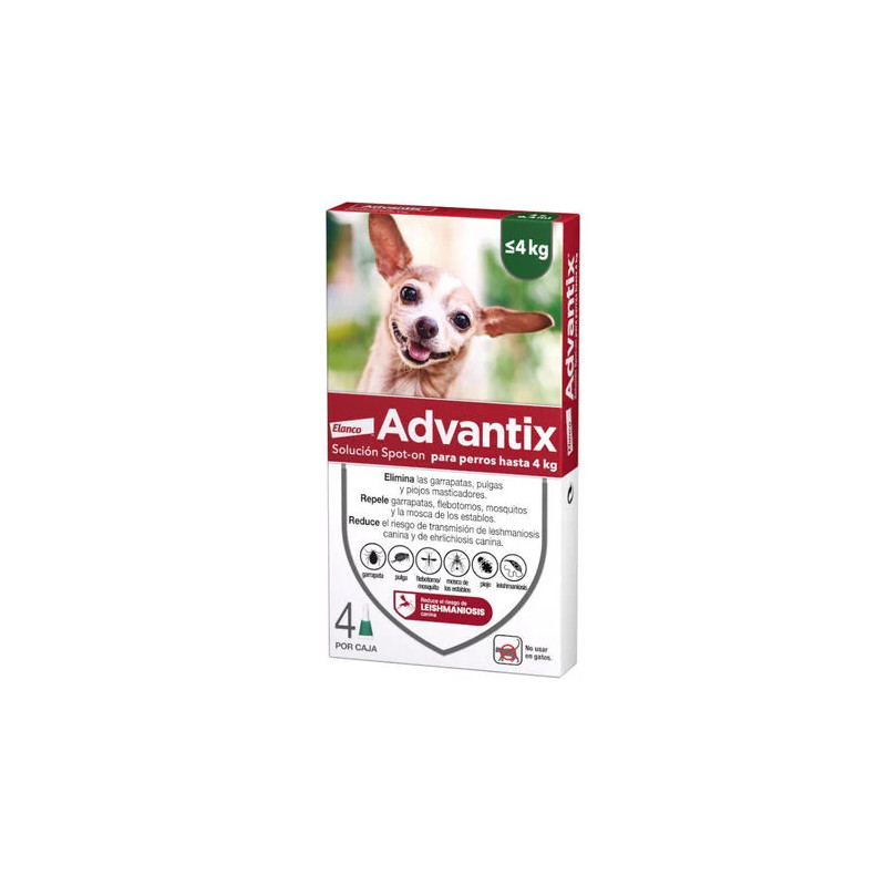 ADVANTIX CHIEN 0,4 ML 4 PIPETTES (JUSQU'À 4KG) - Equinvest