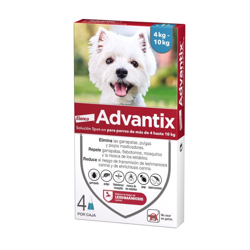 ADVANTIX CHIEN 1ML 4 PIPETTES (4-10KG) - Equinvest