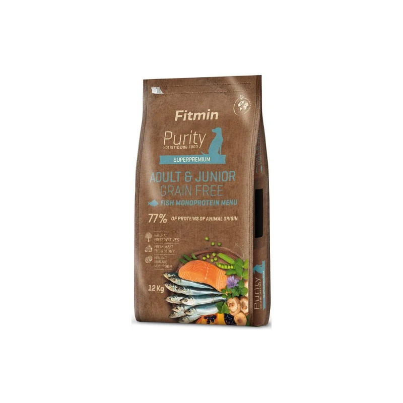 FITMIN DOG PURITY GF ADULT&JUNIOR FISH 12KG | Croquettes chien 12 kg