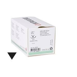 SUTURE NYLON USP 0 70 CM 30MM 3/8 CIRC,TRIANG - Equinvest