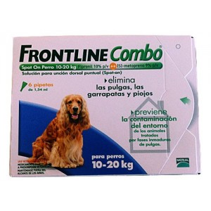 FRONTLINE COMBO SPOT CHIEN 10-20KG. 6 PIPETTES - Equinvest