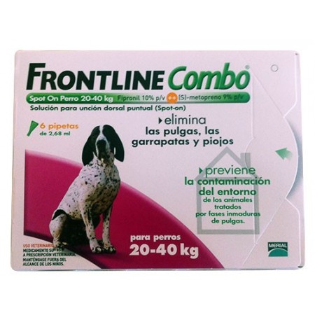 FRONTLINE COMBO SPOT CHIEN 20-40KG. 6 PIPETTES - Equinvest