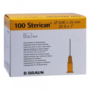 AIGUILLE 0,9/25 20GX1" JAUNE 100 U - Equinvest